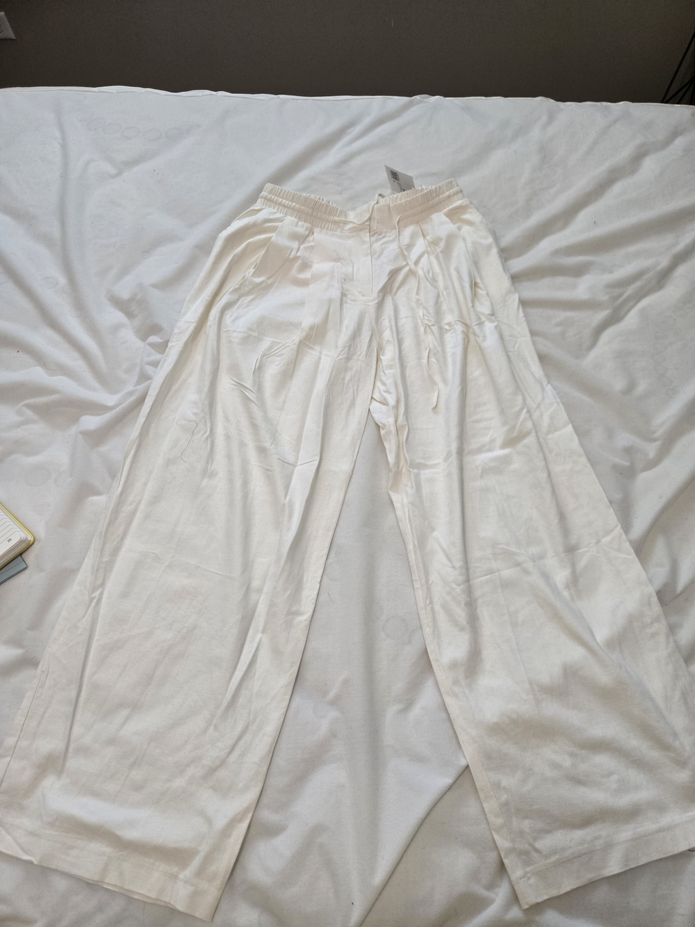 Forever 21 Wide-Leg Drawstring Pants - Off White
